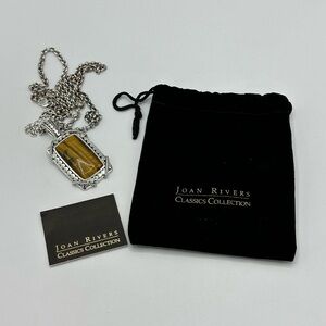 Joan Rivers Tortoise Silvertone Pendant Chain Necklace